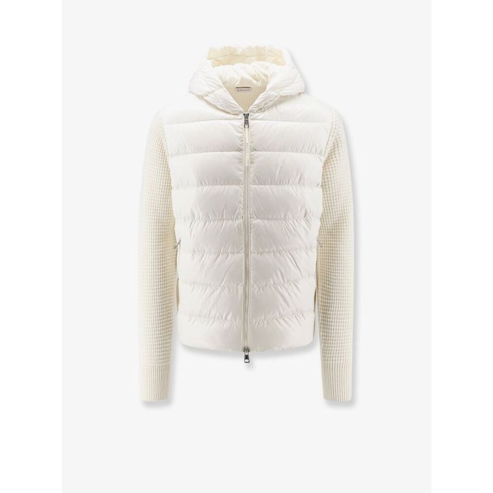 Moncler Men Nylon Jacket With Wool And Cashmere Blend Sleeves